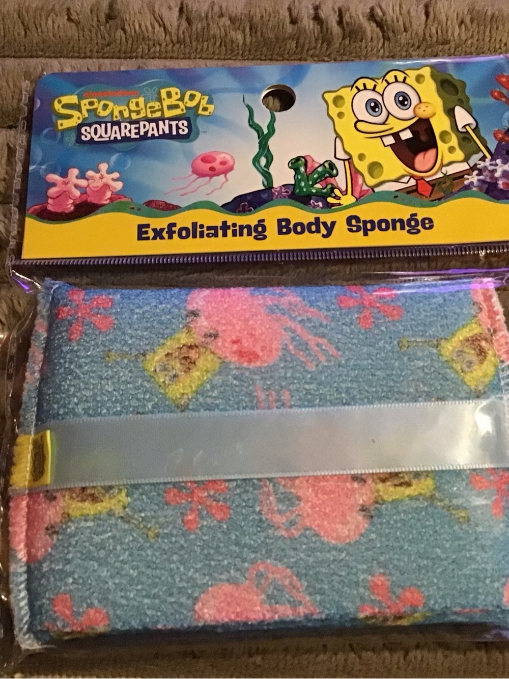 SpongeBob SquarePants Blue Pink Yellow Exfoliating Body Sponge